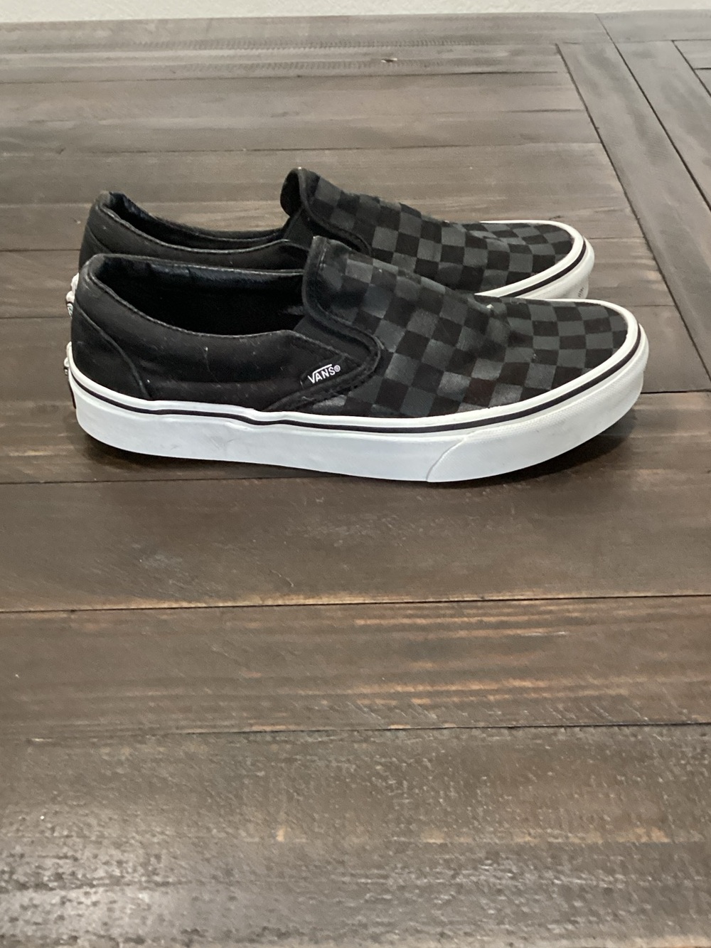 Vans Slip-On Checkerboard Sneakers in Black & White - Picture 2 of 7